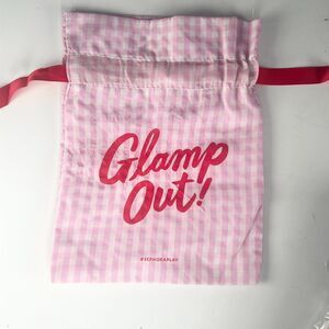 Sephora Glamp Out Check Gingham Drawstring Cloth MakeUp Delicates Travel Bag New